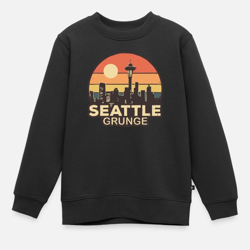Seattle Grunge - Sweat Premium enfant bio - noir