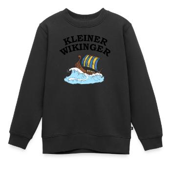 kleiner Wikinger Boot auf Wellen - Kinder Premium Organic Sweatshirt - Schwarz - Vorne - AI Model Kid Female (0cm)
