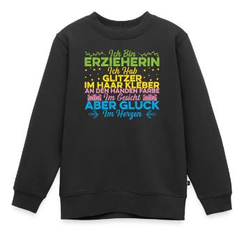 Ich bin Erzieherin im Kindergarten - Kinder Premium Organic Sweatshirt - Schwarz - Vorne - AI Model Kid Female (0cm)