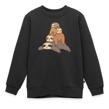 Faultier Faulenzer Schlafmützen - Kinder Premium Organic Sweatshirt - Schwarz - Vorne - AI Model Kid Female (0cm)