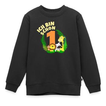 Ich bin schon 1 Jahr alt Dschungel Tier Geburtstag - Kinder Premium Organic Sweatshirt - Schwarz - Vorne - AI Model Kid Female (0cm)