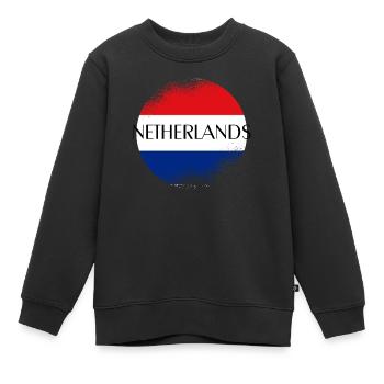 Netherlands, Holland football, Basse-Terres - Sweat Premium enfant bio - noir - Devant - AI Model Kid Female (0cm)
