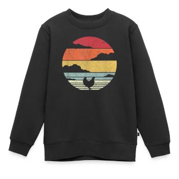 Huhn Sunset Vintage Witziges Retro Style - Kinder Premium Organic Sweatshirt - Schwarz - Vorne - AI Model Kid Female (0cm)