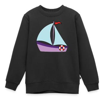 Segelboot - Kinder Premium Organic Sweatshirt - Schwarz - Vorne - AI Model Kid Female (0cm)