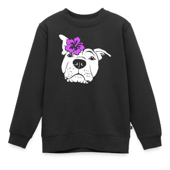 Staffordshire mit Hibiskus - Kinder Premium Organic Sweatshirt - Schwarz - Vorne - AI Model Kid Female (0cm)