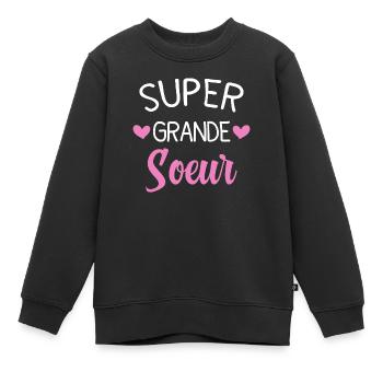 Cadeau De Cœurs Super Grande Sœur - Sweat Premium enfant bio - noir - Devant - AI Model Kid Female (0cm)