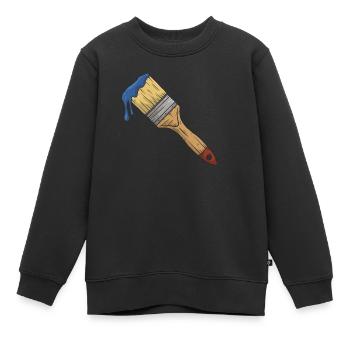 Pinceau avec de la peinture - Sweat Premium enfant bio - noir - Devant - AI Model Kid Female (0cm)