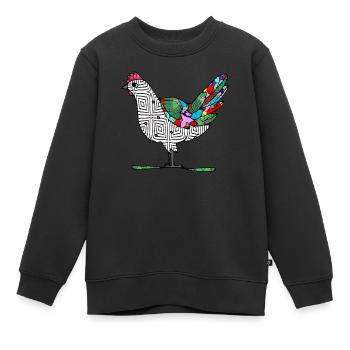 Poule - Sweat Premium enfant bio - noir - Devant - AI Model Kid Female (0cm)