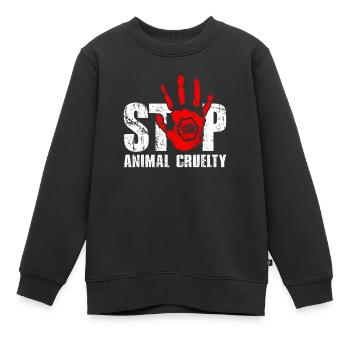 Halte à la cruauté envers les animaux - Sweat Premium enfant bio - noir - Devant - AI Model Kid Female (0cm)