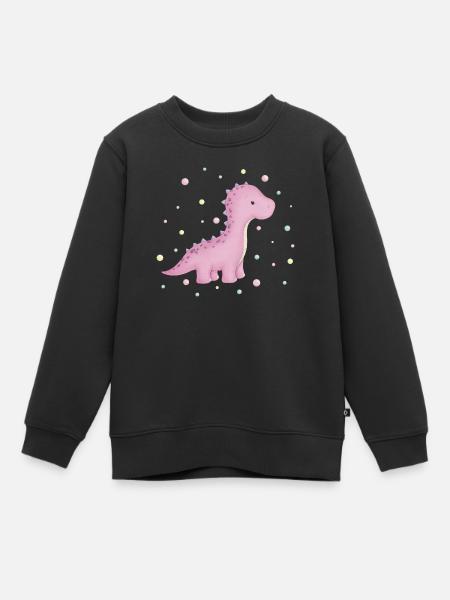 Dino Mädchen mit Punkten - Kinder Premium Organic Sweatshirt - Schwarz