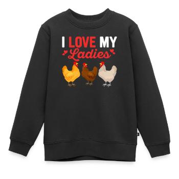 I Love My Ladies Hen Farming Chicken Daddy - Kinder Premium Organic Sweatshirt - Schwarz - Vorne - AI Model Kid Female (0cm)