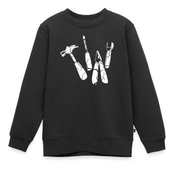 Outil Marteau Pince Clé Clé - Sweat Premium enfant bio - noir - Devant - AI Model Kid Female (0cm)