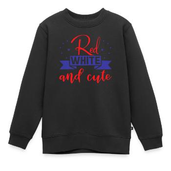 Rouge Blanc et mignon - Sweat Premium enfant bio - noir - Devant - AI Model Kid Female (0cm)