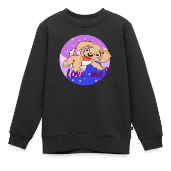 Niedliche Welpe - Love me - Lieb mich! - Kinder Premium Organic Sweatshirt - Schwarz - Vorne - AI Model Kid Female (0cm)