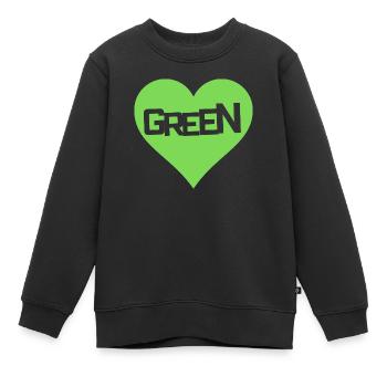 GREEN LOVE HEART - Kinder Premium Organic Sweatshirt - Schwarz - Vorne - AI Model Kid Female (0cm)