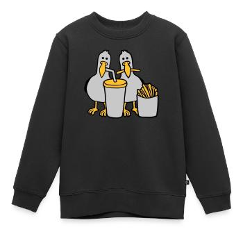 Fast-food mouettes volées - Sweat Premium enfant bio - noir - Devant - AI Model Kid Female (0cm)