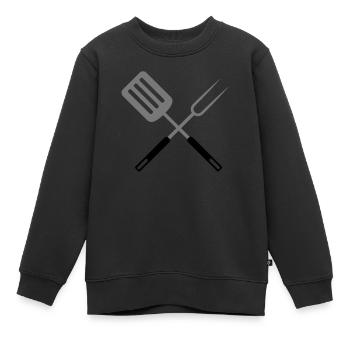 Barbecue Pfannenwender Grillgabel Grillmeister - Kinder Premium Organic Sweatshirt - Schwarz - Vorne - AI Model Kid Female (0cm)