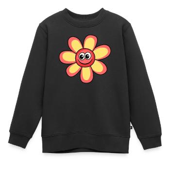 Happy Orange Red Daisy Flower - Kids Premium Organic Sweatshirt - black - Front - AI Model Kid Female (0cm)