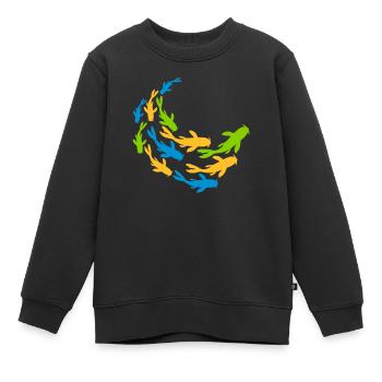 Bunter Schwarm Koi Fische - Kinder Premium Organic Sweatshirt - Schwarz - Vorne - AI Model Kid Female (0cm)
