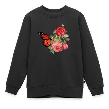 Schmetterlingsblume - Kinder Premium Organic Sweatshirt - Schwarz - Vorne - AI Model Kid Female (0cm)