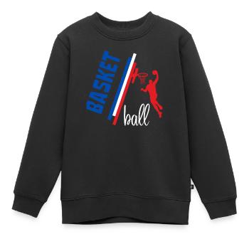 Basketball Bleu Blanc Rouge France - Sweat Premium enfant bio - noir - Devant - AI Model Kid Female (0cm)