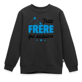 petit frère qui déchire - Sweat Premium enfant bio - noir - Devant - AI Model Kid Female (0cm)
