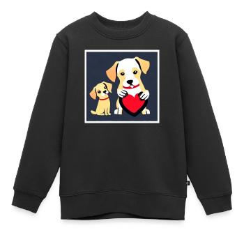Hund Liebe Zuneigung Illustration Hundeliebhaber - Kinder Premium Organic Sweatshirt - Schwarz - Vorne - AI Model Kid Female (0cm)