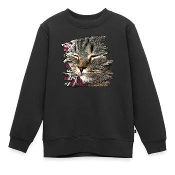 Katzengesicht 6 - Kinder Premium Organic Sweatshirt - Schwarz - Vorne - AI Model Kid Female (0cm)