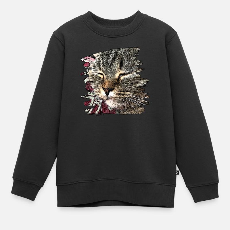 Katzengesicht 6 - Kinder Premium Organic Sweatshirt - Schwarz