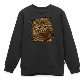 Katzengesicht5 - Kinder Premium Organic Sweatshirt - Schwarz - Vorne - AI Model Kid Female (0cm)