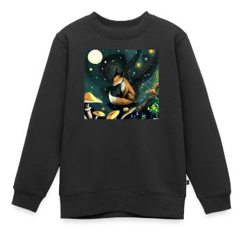 Renard dans la nuit étoilée - Sweat Premium enfant bio - noir - Devant - AI Model Kid Female (0cm)