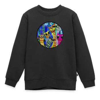 Katzen rund - Kinder Premium Organic Sweatshirt - Schwarz - Vorne - AI Model Kid Female (0cm)