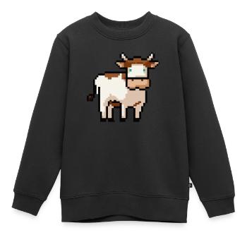 Idée cadeau Cow Pixel Pixel Cow - Sweat Premium enfant bio - noir - Devant - AI Model Kid Female (0cm)