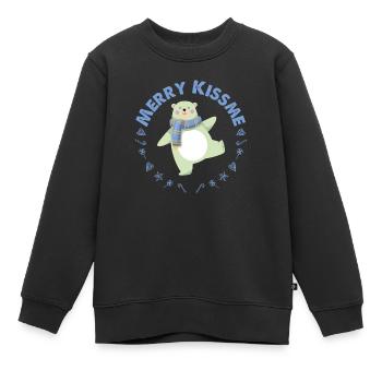 FROHE CHRISTEN BLAUER LIEBLICHER BÄR - Kinder Premium Organic Sweatshirt - Schwarz - Vorne - AI Model Kid Female (0cm)