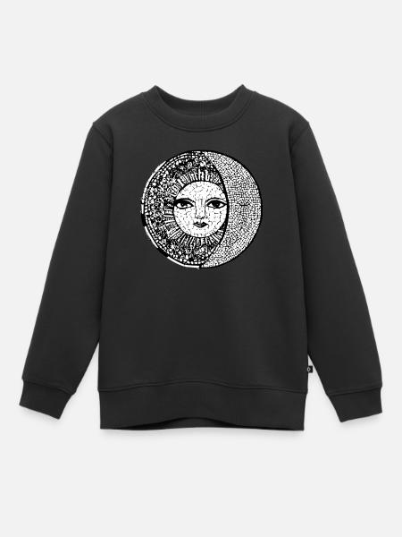 Sonne Mond Mosaik Astrologie mystisch Symbol 06 - Kinder Premium Organic Sweatshirt - Schwarz