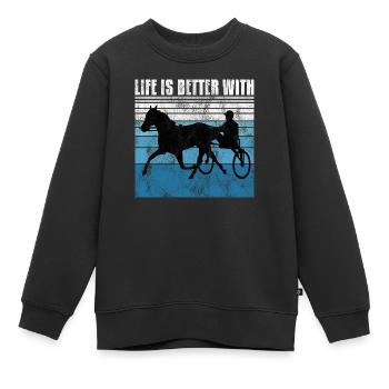 Life is better with Harness Racing Trotting Trot - Kids Premium Organic Sweatshirt - black - Front - AI Model Kid Female (0cm)