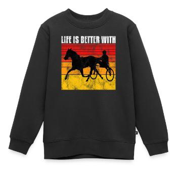 Life is better with Harness Racing Trotting Trot - Kids Premium Organic Sweatshirt - black - Front - AI Model Kid Female (0cm)