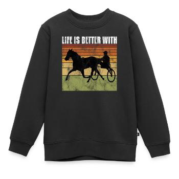 Life is better with Harness Racing Trotting Trot - Kids Premium Organic Sweatshirt - black - Front - AI Model Kid Female (0cm)