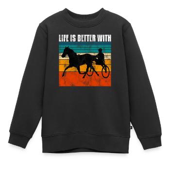 Life is better with Harness Racing Trotting Trot - Kids Premium Organic Sweatshirt - black - Front - AI Model Kid Female (0cm)