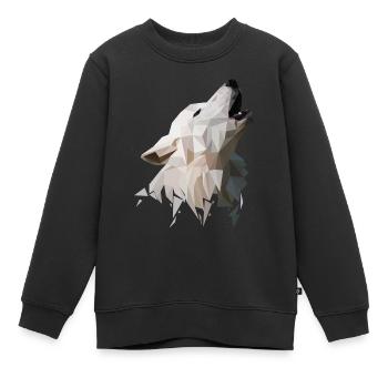 Wolf Polygon Modern - Kids Premium Organic Sweatshirt - black - Front - AI Model Kid Female (0cm)