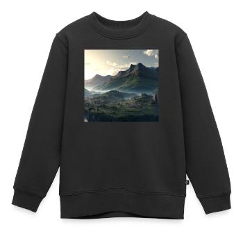 Wunderschöne Berglandschaft im Nebel - Kinder Premium Organic Sweatshirt - Schwarz - Vorne - AI Model Kid Female (0cm)
