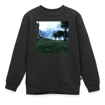 Beau paysage de montagne dans le brouillard - Sweat Premium enfant bio - noir - Devant - AI Model Kid Female (0cm)