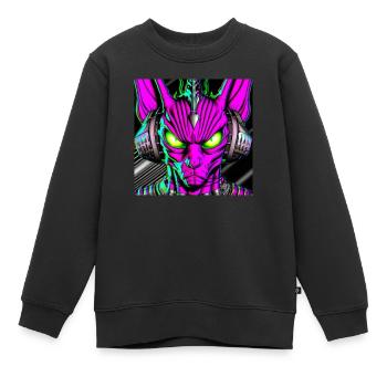 Chat en colère - Sweat Premium enfant bio - noir - Devant - AI Model Kid Female (0cm)