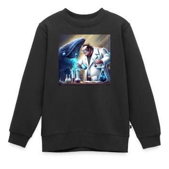 Mad scientist experimenting on a whale - Kids Premium Organic Sweatshirt - black - Front - AI Model Kid Female (0cm)