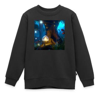 Forêt magique - Sweat Premium enfant bio - noir - Devant - AI Model Kid Female (0cm)