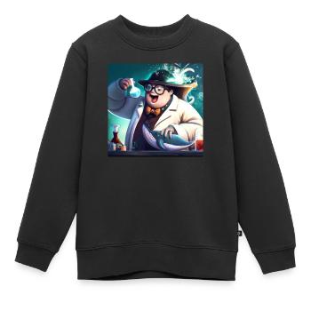 Mad scientist experimenting on a whale - Kids Premium Organic Sweatshirt - black - Front - AI Model Kid Female (0cm)