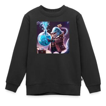 Mad dolphin scientist experimenting - Kids Premium Organic Sweatshirt - black - Front - AI Model Kid Female (0cm)