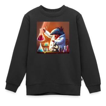 Mad dolphin scientist experimenting - Kids Premium Organic Sweatshirt - black - Front - AI Model Kid Female (0cm)