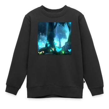 Forêt magique - Sweat Premium enfant bio - noir - Devant - AI Model Kid Female (0cm)