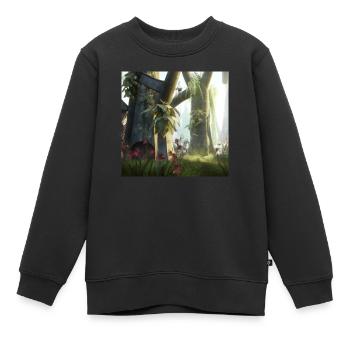 Forêt magique - Sweat Premium enfant bio - noir - Devant - AI Model Kid Female (0cm)